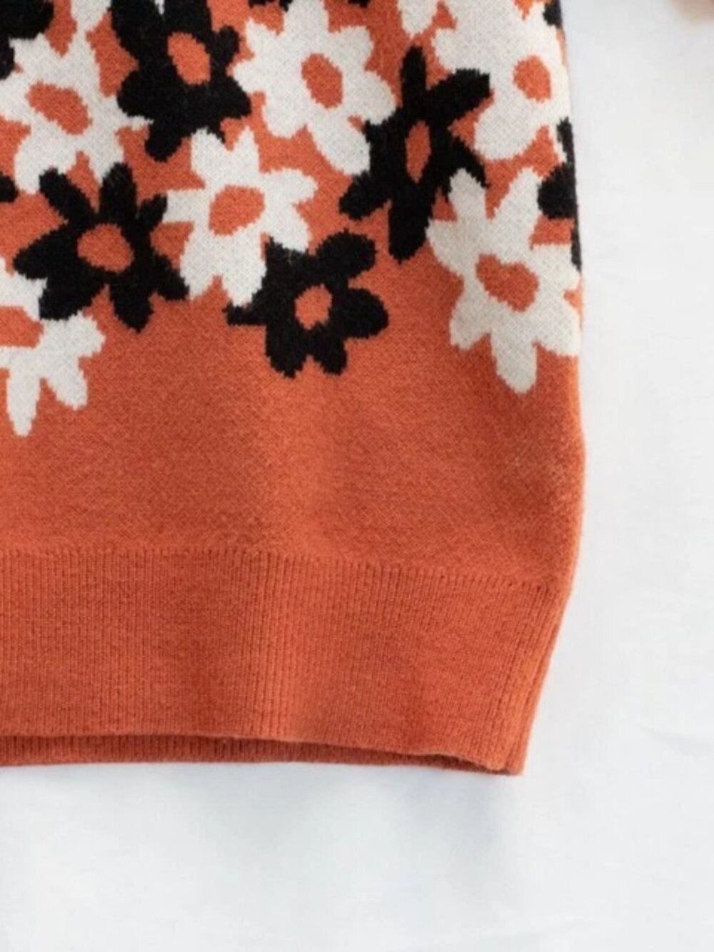 Anthropologie Maeve Retro Floral Spring Sweater Top Puff Short Sleeve Stretch S - Picture 5 of 10